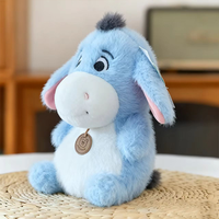Jouet en peluche âne bleu Kawaii, doux et moelleux, à longues oreilles, avec étiquette en bois, pour cadeau d'anniversaire pour enfants, décoration de chambre d'enfant