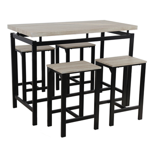 Ensemble de meubles de bar en bois de style antique table haute et chaises pour salle à manger ou cuisine panneau haut <span class=keywords><strong>comptoir</strong></span> en bois - Product Image 1