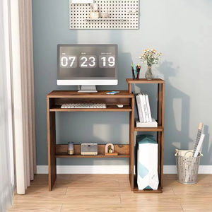 <span class=keywords><strong>Bureau</strong></span> d'ordinateur portable moderne en bois <span class=keywords><strong>avec</strong></span> plateau latéral pour clavier et <span class=keywords><strong>étagère</strong></span> - <span class=keywords><strong>Bureau</strong></span> compact pour le travail à domicile - Product Image 6