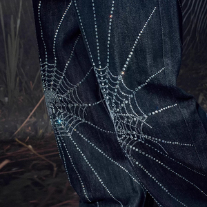 Custom Heren Jeans Spinnenweb Diamant Ingelegde Laars Cut Jeans Sportieve Originele Cowboy Mid Taille Broek Voor Heren Hight Kwaliteit - Product Image 3