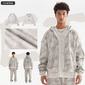 Premium Heavyweight Distressed Zip-Up Hoodie - Vintage Washed Flannel-Lined Pullover for <b>Men</b> | High-End Streetwear <b>Coat</b> - Product Image 2