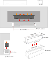 Insert 3D Décor Atomisation Vapeur 800mm APP Contrôlé Dynamique Mélodie Modèle Noir Vapeur D'eau Flamme Cheminée Électrique