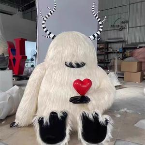 Escaparate Personalizado para Centros Comerciales, Punto de Fotos, Merchandising Visual, Estatua de Mascota de Fibra de Vidrio Grande Personalizada, Monstruo Peludo de Dibujos Animados - Product Image 1