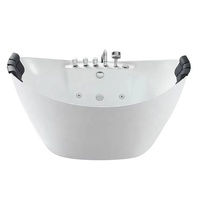 Nouvelle conception de baignoire autoportante moderne avec hydromassage SPA, en acrylique solide, ovale, pour 2 personnes, blanche, pour appartement, intérieur