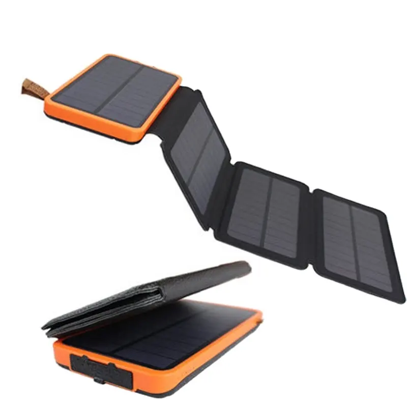 Banco de energía solar plegable 10000mAh Impermeable Dual USB LED linterna