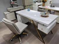 Bureau et chaise de bureau à domicile noir Design bureau de travail en pierre de luxe meubles de Table de bureau modernes