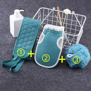 Bán Buôn Kinh Tế 3 Cái Phù Hợp Với Tắm Bóng Loofah Pad Dày Chà Bùn Khử Nhiễm Tắm Kết Hợp Vòi Hoa Sen Set