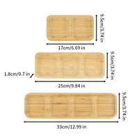 Plateau à collation modulaire en bambou avec 2, 3 ou 4 compartiments, plateau rectangulaire pour noix, idéal pour le thé de l'après-midi, nouveauté