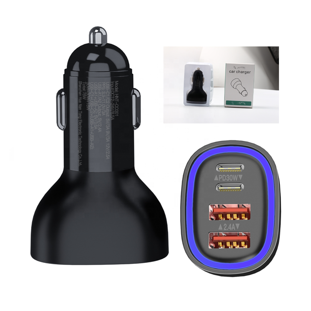 Hot Sale 78W GaN 4-Port 2C+2A PD3.1 Car Charger Laptop Adapter QC3.0 OTP PC Fireproof Material Fast Charging Mobile Phone