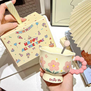 Lelyi moderna crema floreale stile ad alto valore di colore tazza pratica personalizzabile ceramica per i regali degli amici - Product Image 6
