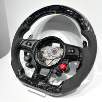 Volante Deportivo de Fibra de Carbono Forjado Plateado para Volkswagen MK7 MK6 MK5 Golf R GTI GTS GTD con Botón de Encendido, Botón de Modo y LED