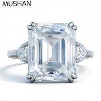 Bague en argent sterling 925 de la marque MuShan, avec moissanite VVS, bague tendance pour petite amie, plaquée or véritable 18 carats, bagues brevetées MST