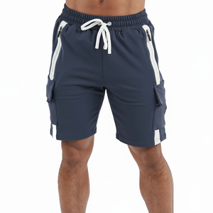 กางเกงขาสั้นออกกำลังกายผู้ชายผ้าเฟรนช์เทอร์รี่เนื้อละเอียดคุณภาพสูงขายส่ง เป็นมิตรกับสิ่งแวดล้อม แห้งเร็ว สไตล์สปอร์ต ตกแต่งด้วยโลโก้ - Product Image 1