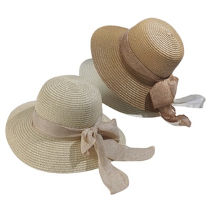 Wholesale Custom Multicolor Foldable Floppy Straw <b>Hat</b> With Ribbon Bow <b>Summer</b> Wide Brim Straw Sun <b>Hat</b> for Women - Product Image 3