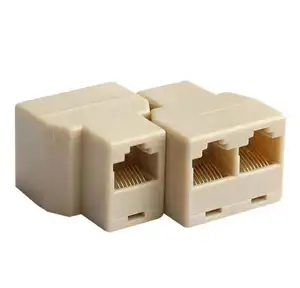 RJ45 adaptor konektor soket LAN Splitter Male to 2 Female jaringan 1 Super cocok untuk Cat7 LAN