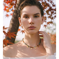 Collier ras-de-cou JINYOU 8969 vintage bohème en perles de pierre naturelle, plaqué or PVD, résistant à l'eau