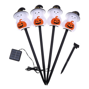 Luces LED de jardín con forma de fantasma para Halloween, decoración exterior de plástico con forma de fantasma, 4 estacas en un set, luz decorativa para fiestas - Product Image 2