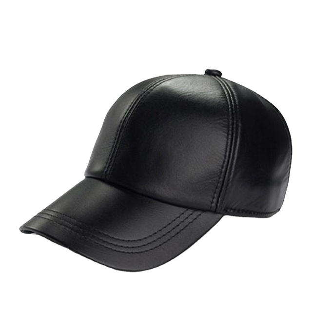 High Quality Custom Black Unisex Leather 6-Panel Baseball Cap with Single Breasted Buckle Sporty and Street Style on Sale