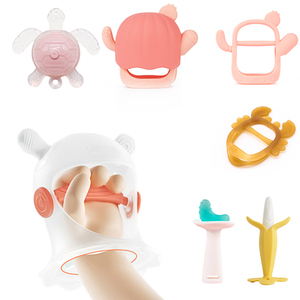 Baby Teether Silicone Mushroom Frog Animal Soothing Baby Teether Teething Pacifier Toys For Breast Feeding Babies