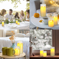Ensemble de 3 bougies en verre LED sans flamme scintillantes 3D mèche pour festival mariage noël décor de fête à la maison