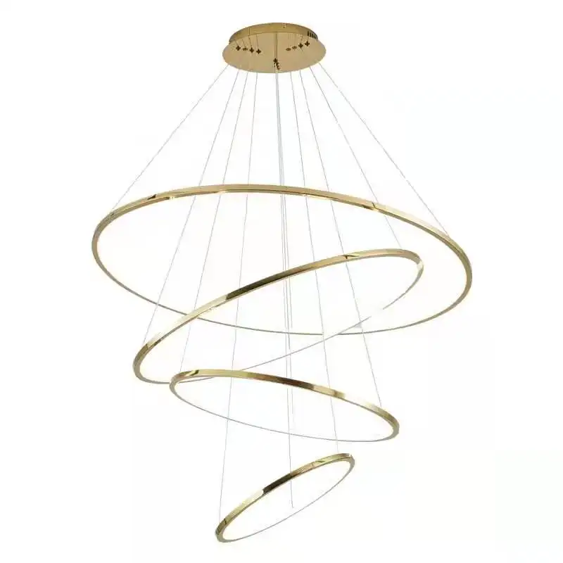 Modern ceiling chandelier staircase living room gold ring led ceiling pendant