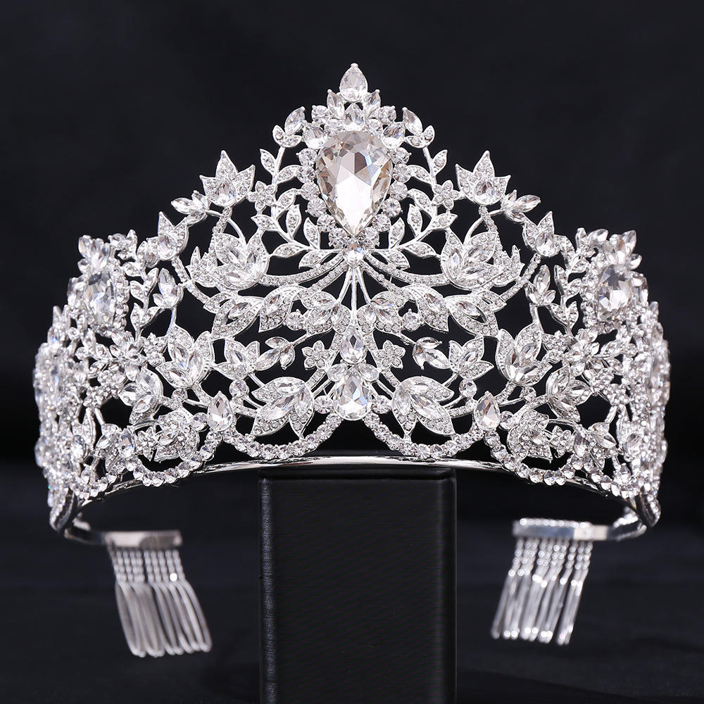 Thick silver white diamond hair comb