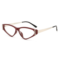 Twooo T1631 Lunettes de soleil vintage à la mode, personnalité, œil de chat, monture en métal, style streetwear, anti-lumière bleue