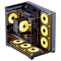 Boîtier PC Gaming SNOWMAN Tour ATX Bureau avec 3 Fenêtres Latérales, Flux d'Air Élevé et Refroidissement Efficace