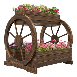 Jardinière surélevée à 3 niveaux en bois pour fleurs, avec roulettes, pour extérieur, patio, jardin, entrepôt USA - Product Image 1