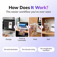 Impresora UV DTF de Doble Cabezal InkSonic VF13 A3 XP600 con Laminador Automático Rollo a Rollo, Impresión UV 3D Cristal para Pequeñas Empresas