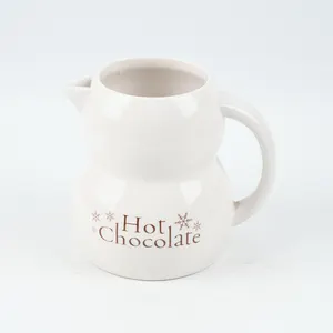 Vente en gros de pichet à lait à café en céramique imprimé de logo personnalisé pichet à eau