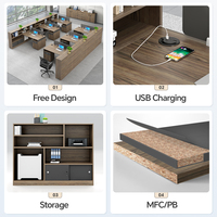 Nouveaux modèles Poste de travail modulaire pour le personnel de bureau Bureau moderne Bureau 3 4 5 personnes Poste de travail Table Cloisons de bureau