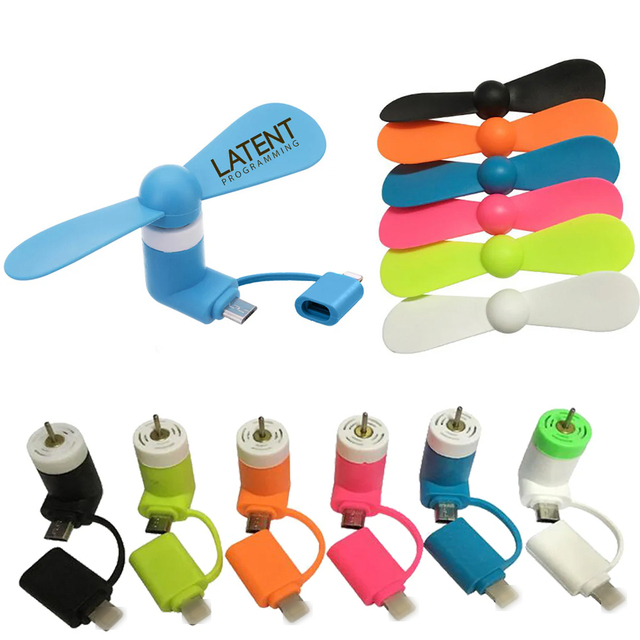 Mini USB Type C Lightning Fan 2 in 1 Cell Phone Fan With Logo Personalized Branded Gifts 3 in 1 Mobile Phone Fan for iPhone