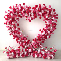 Décor de mariage : Arche métallique pliable en forme de cœur avec roses rouges véritables, écologique, pour intérieur/extérieur, hauteur 7-8 pieds