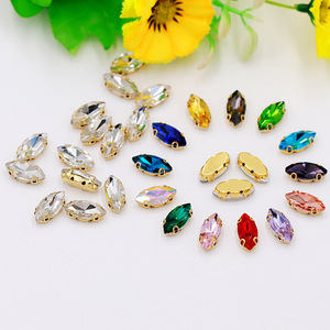 Cristaux de réglage de griffe d'or de Navette d'oeil de 4*8mm, décor lâche cousu sur le strass - Product Image 4