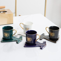 Tasse en céramique œil de mauvais œil, vaisselle créative, tasse de couple, assiette, décoration de la maison, ornements