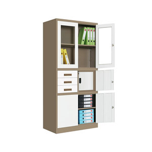 Armoire <span class=keywords><strong>de</strong></span> rangement en métal moderne <span class=keywords><strong>à</strong></span> 2, 3 ou 4 portes, en acier, couleur brun rustique, avec serrure <span class=keywords><strong>à</strong></span> clé et fonction réglable, 4 tiroirs, mobilier <span class=keywords><strong>de</strong></span> <span class=keywords><strong>bureau</strong></span> - Product Image 1