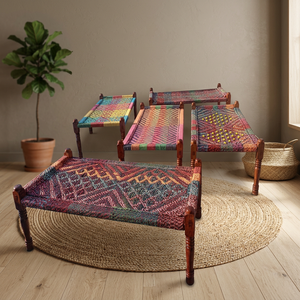 Indian Traditional and Modern Charpoy Foldable Handmade Woven Multicolor Wooden Handwoven Charpai From India - Product Image 6