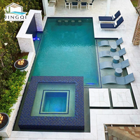 Maison préfabriquée personnalisée en fibre de verre de grande taille, espace de repos et de loisirs raffiné, terrasse extérieure, piscine modulaire enterrée