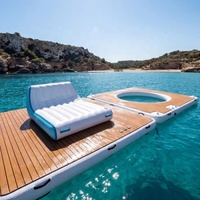 Club de plage gonflable de luxe pour yacht avec auvent, piscine ronde anti-éclaboussures et pont en EVA pour fêtes et événements sur yacht