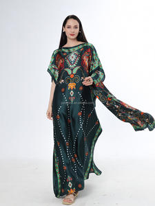 PROMISTAR女士透气涤纶两件套卡夫坦套装印花睡袍头巾非洲服装非洲舞会礼服 - Product Image 2