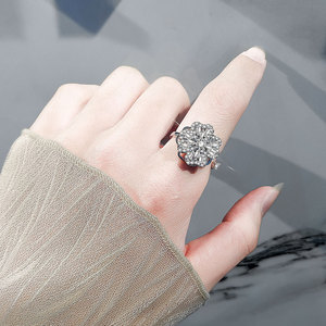 Dainty Micro Insert Geometric Zircon Korean Rotating Snowflake <b>Adjustable</b> <b>Rings</b> Minimalist Copper Gold Plated Anxiety Jewelry - Product Image 3