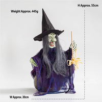 Nouveautés Halloween : Sorcière Animatronique Sautante Effrayante avec Capteur de Mouvement et Son Activé pour Maison Hantée, Parc d'Attractions, Fête