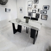 Table à manger moderne haut de gamme très vendue, plateau rectangulaire en marbre blanc, pieds en métal, 4 places, mobilier de salle à manger pour appartement, livraison directe