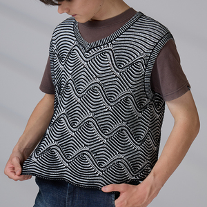 Chaleco de Golf Personalizado ODM 100% Algodón con Jacquard Ondulado, Cuello en V, Sin Mangas, Holgado, para Hombres y Niños - Product Image 3