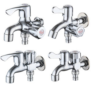 Grifo de lavabo moderno XimanSi de doble salida para montaje en pared, con válvula de latón de un solo manípulo - Product Image 4