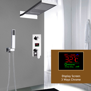 Ensemble <span class=keywords><strong>de</strong></span> robinet <span class=keywords><strong>de</strong></span> <span class=keywords><strong>douche</strong></span> <span class=keywords><strong>de</strong></span> salle <span class=keywords><strong>de</strong></span> bain luxueux pluie/cascade pommeau <span class=keywords><strong>de</strong></span> <span class=keywords><strong>douche</strong></span> Rectangle 3 voies écran d'affichage numérique Valve robinet <span class=keywords><strong>Kit</strong></span> <span class=keywords><strong>de</strong></span> <span class=keywords><strong>douche</strong></span> - Product Image 2