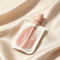 Pochette d'emballage haut de gamme anti-fuite pour rouge à lèvres, pochette à bec verseur stable avec brosse pour emballages cosmétiques liquides