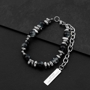 Hot Selling Simple Retro Design Hematite <b>Beaded</b> <b>Bracelet</b> Titanium Steel Temperamental Women's <b>Bracelets</b> Trendy Jewelry Wholesale - Product Image 1