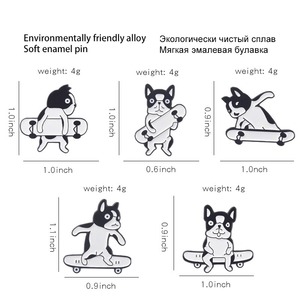 Épingles à revers personnalisées en émail de dessin animé, plaquées 3D, imprimées en relief, drôles, pour animaux de compagnie, chiens, skateboard, <span class=keywords><strong>Shar</strong></span> <span class=keywords><strong>Pei</strong></span>, badge en métal, acier inoxydable - Product Image 5